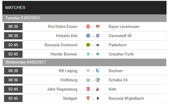 Lịch thi đấu bóng đá Đức hôm nay 2/2: Dortmund vs Paderborn 2