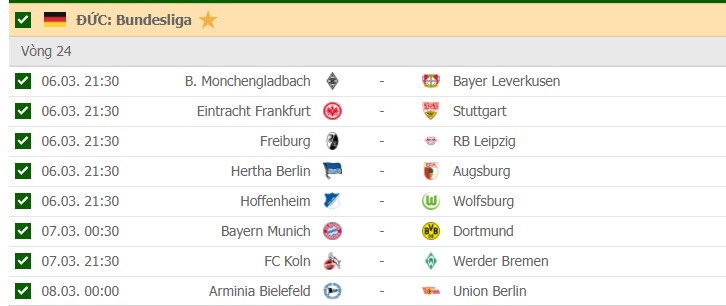 Lịch thi đấu vòng 24 Bundesliga 2020/21: Bayern Munich vs Dortmund 2